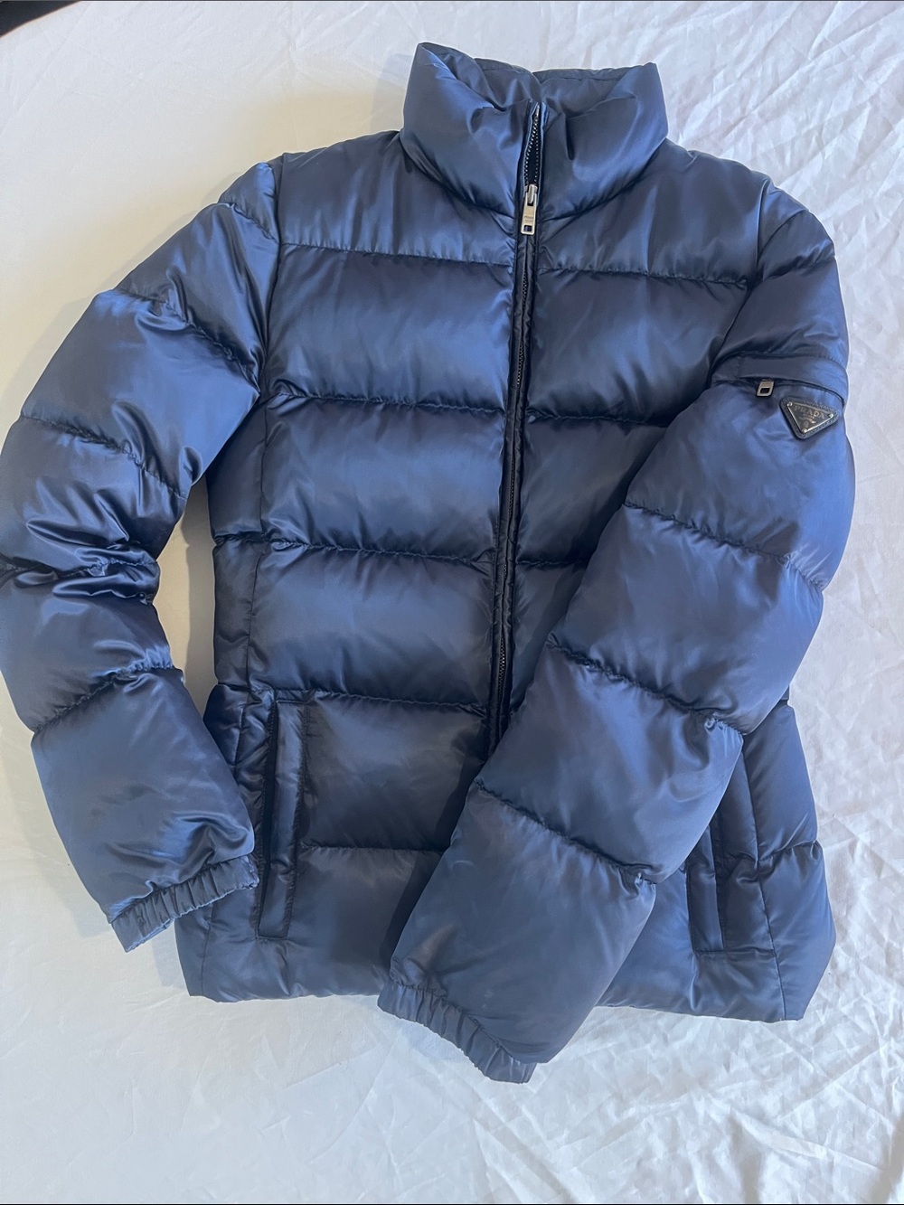 PRADA Blue puffer down jacket Logo women’s s small 42 coat